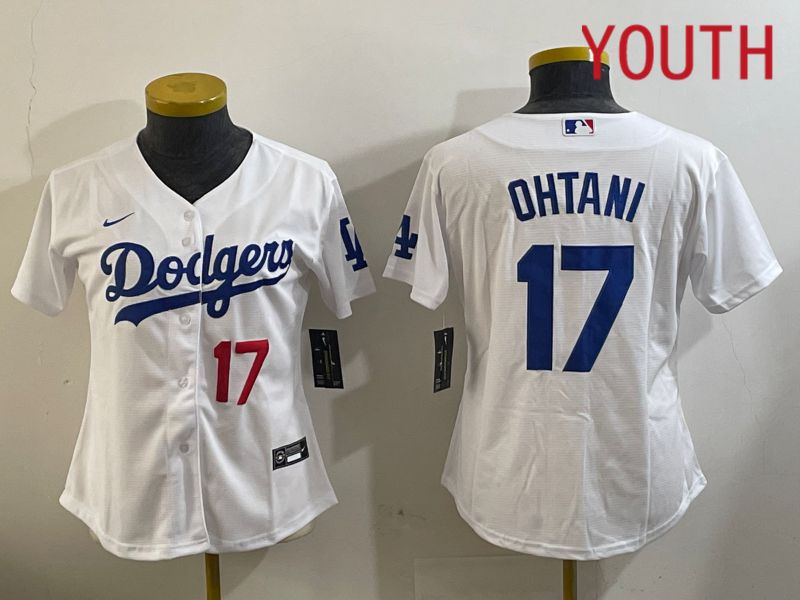 Youth Los Angeles Dodgers #17 Ohtani White Game 2024 Nike MLB Jersey style 11203->youth mlb jersey->Youth Jersey